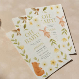 Woodland Bear and Bunny Baby Shower Invitation