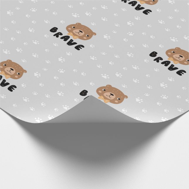 Woodland Bear Animal Boho Pattern Wrapping Paper (Corner)