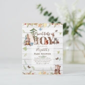 Woodland Bear Animals Boys Baby Shower Invitation (Standing Front)