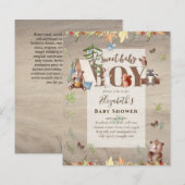 Woodland Bear Animals Boys Baby Shower Invitation (Front/Back)
