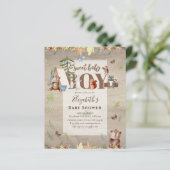 Woodland Bear Animals Boys Baby Shower Invitation (Standing Front)