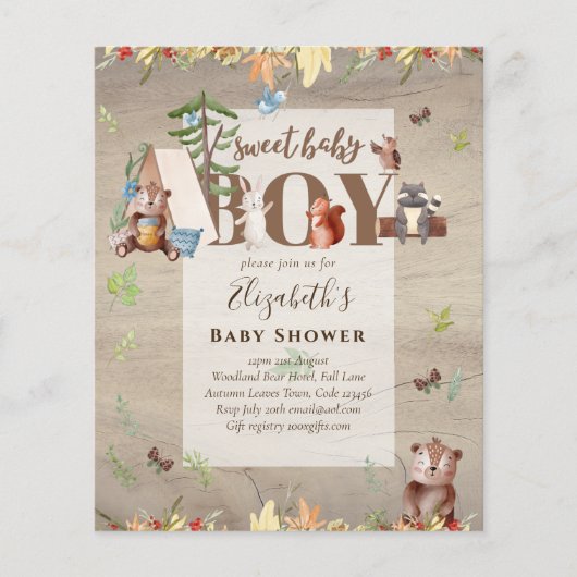 Woodland Bear Animals Boys Baby Shower Invitation (Front)