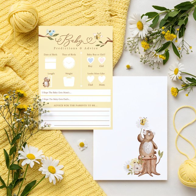 Woodland Bear Baby Predictions & Advice Game Card (Woodland Bear Baby Predictions & Advice Game Card)