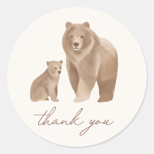 Woodland Bear Baby Shower Classic Round Sticker