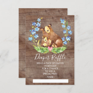 Woodland Bear Baby Shower Diaper Raffle Ticket Invitation