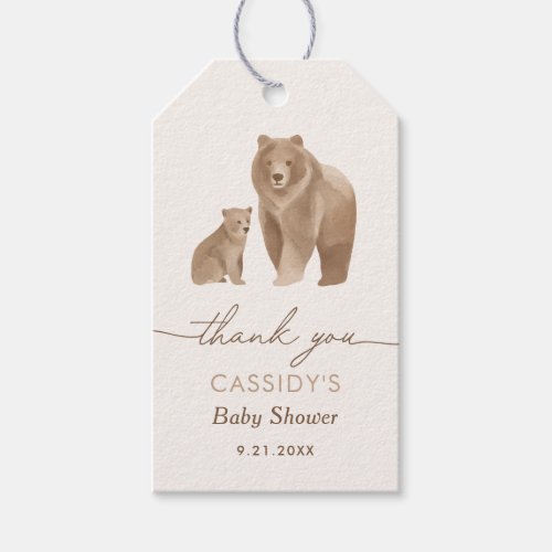 Woodland Bear Baby Shower Gift Tags