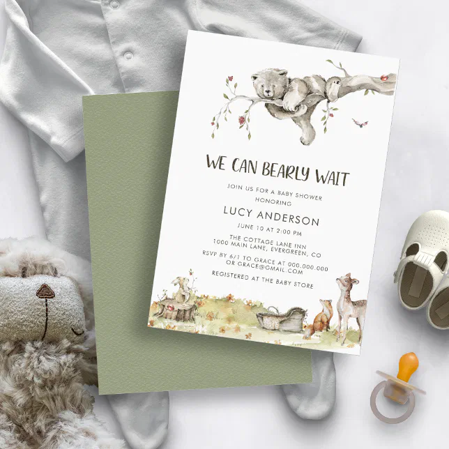 Woodland Bear Baby Shower Invitation | Zazzle