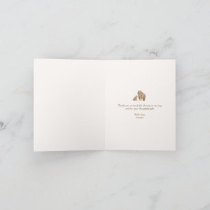 Woodland Bear Baby Shower Letterpress Thank You Card