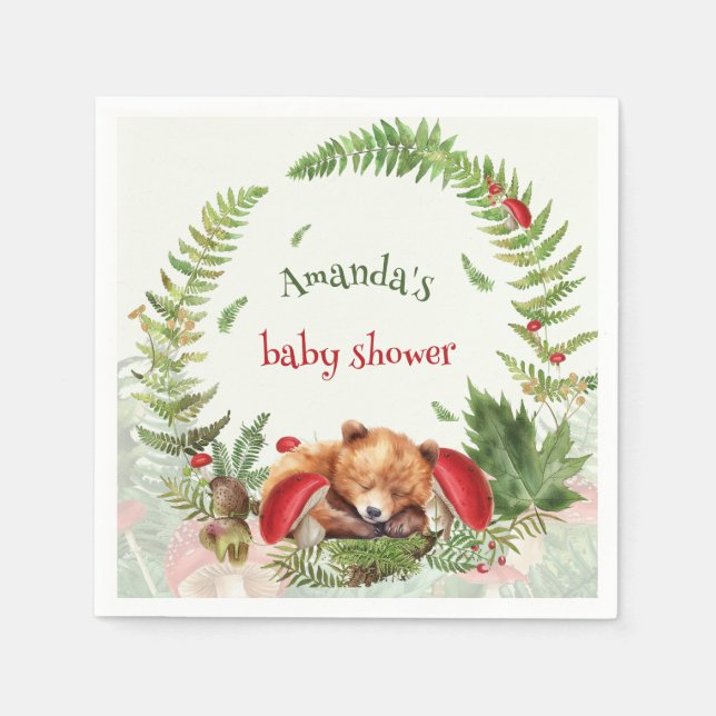 Woodland Bear Baby Shower  Napkins (Front)