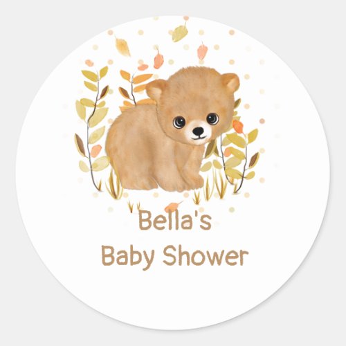 Woodland Bear Baby Shower Stickers