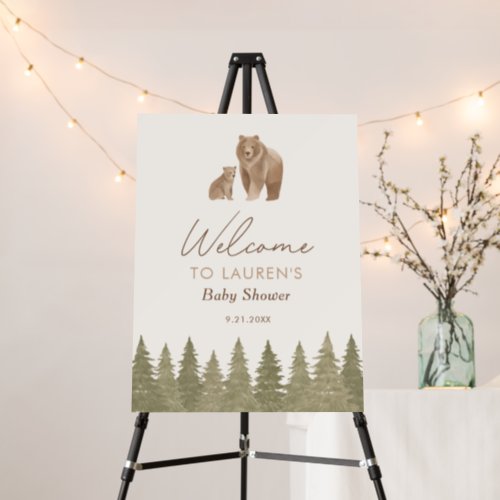 Woodland Bear Baby Shower Welcome Sign