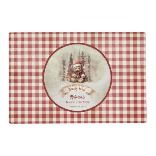 Woodland Bear Bearly Wait Holiday Boy Baby Shower  Placemat