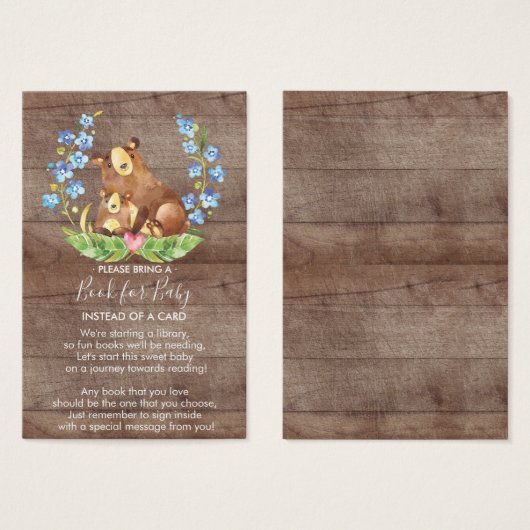Woodland Bear Book for Baby Card (Front & Back)