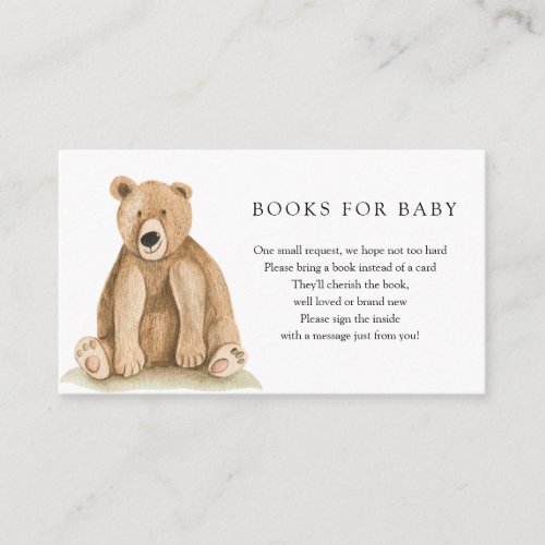 Woodland Bear Books for Baby insert card