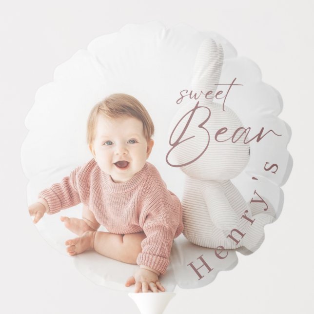 Woodland Bear Boy 1st Birthday Party Pastel  Balloon (Back)