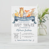 Woodland Bear Boy Baby Shower Invitation (Standing Front)