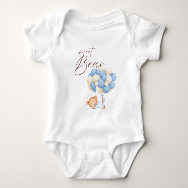 Woodland Bear Boy Birthday Party Pastel  Baby Bodysuit (Front)