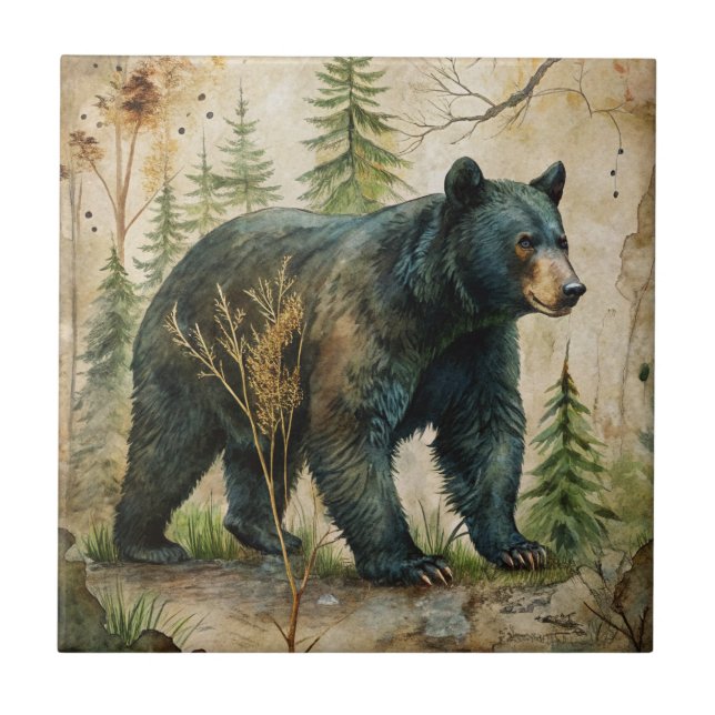 Woodland Bear Ceramic Tile (Front)