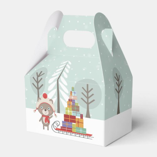 Woodland Bear Christmas Favor Boxes
