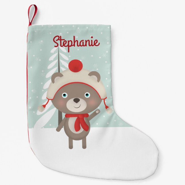 Woodland Bear Christmas Small Christmas Stocking (Front)