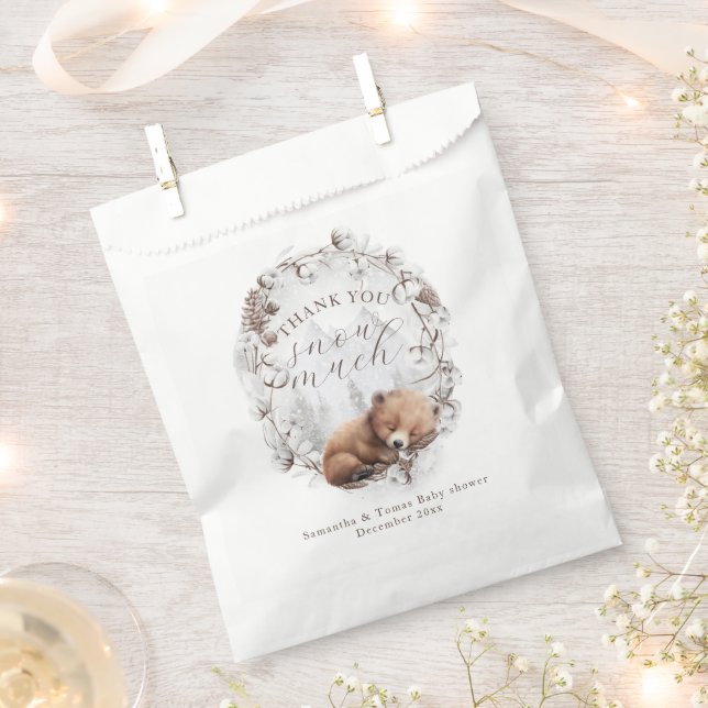 Woodland Bear Cold outside Winter Baby Shower Favor Bag (Clipped)