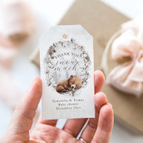 Woodland Bear Cold outside Winter Baby Shower Gift Tags
