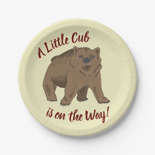 Woodland Bear Cub Baby Shower Paper Plates