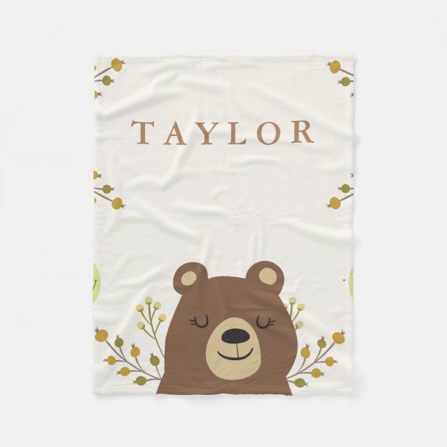 Woodland Bear Fleece Blanket (Front)
