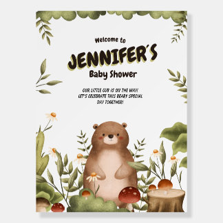 Woodland bear greenery Welcome Baby Shower Foam Board