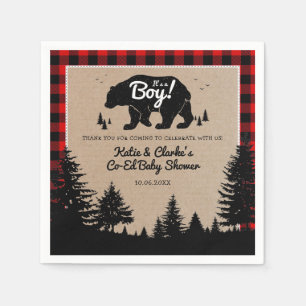 Woodland Bear Lumberjack Co-Ed Boy Baby Shower Napkins