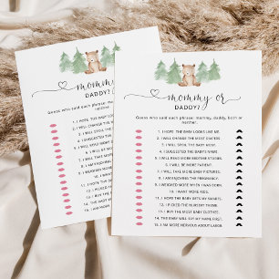 Woodland bear mommy or daddy baby game