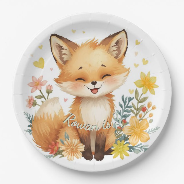 Woodland Bear Neutral Pastel Birthday Party Boy Paper Plates (Front)