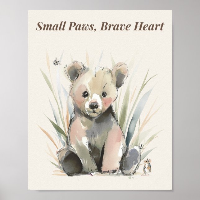 Woodland Bear Nursery Wall Art Print (Front)