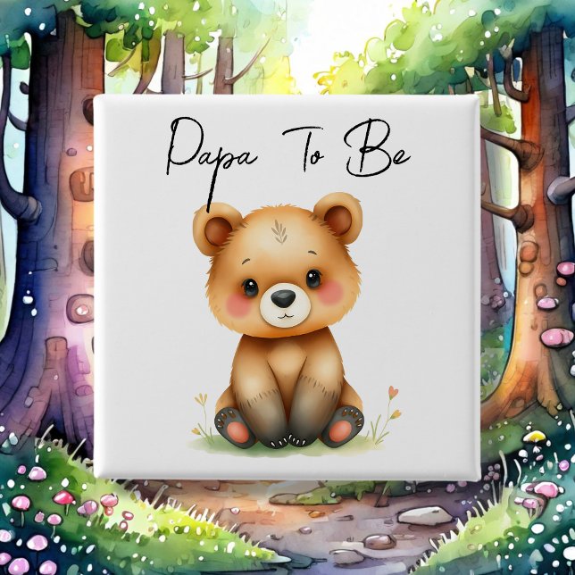 Woodland Bear Papa To Be Baby Shower Button (Creator Uploaded)