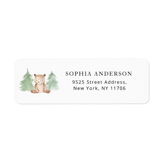 Woodland bear return address label (Front)