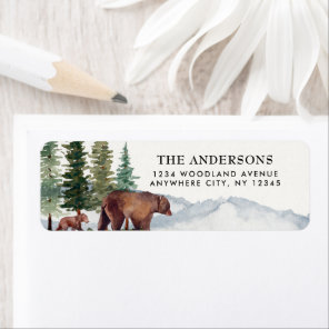Woodland Bear Watercolor  Return Address Label