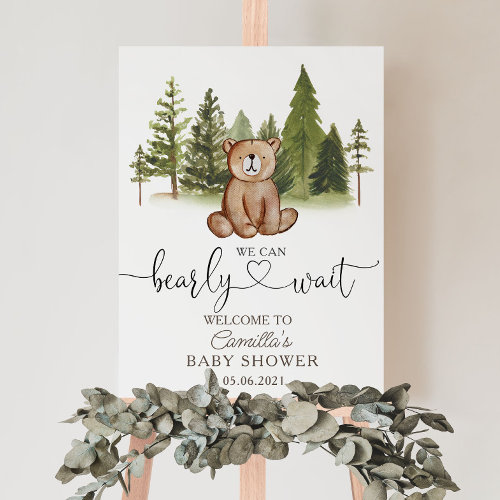 Woodland Bear Winter Baby Shower Welcome 