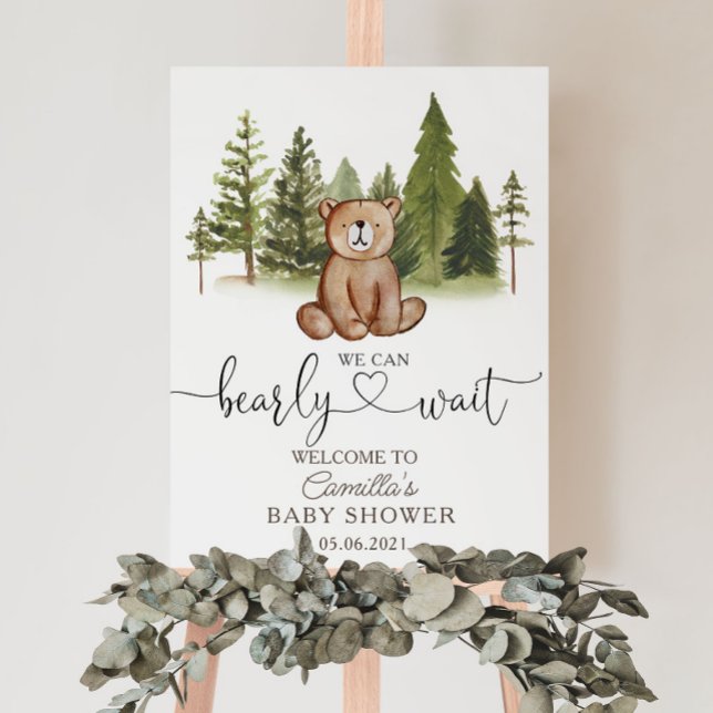 Woodland Bear Winter Baby Shower Welcome  Foam Board (Creator Uploaded)