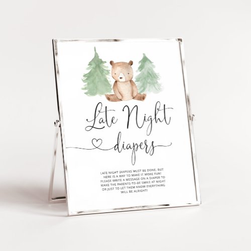 Woodland Bear woodland Late night diapers Poster
