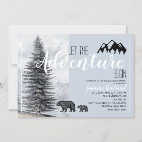 Woodland Bears Baby Shower By Mail Invitation