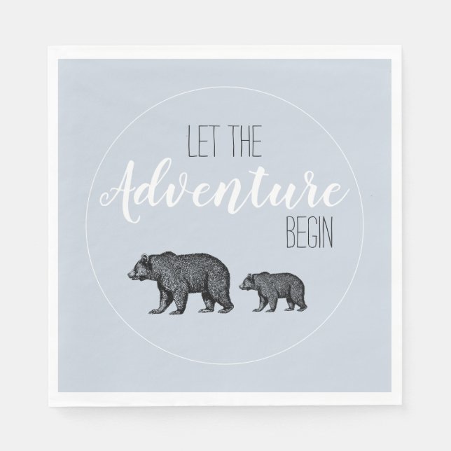Woodland Bears Baby Shower Party Napkins (Front)