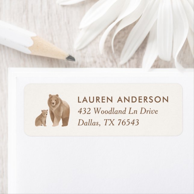 Woodland Bears Baby Shower Return Address Label (Insitu)