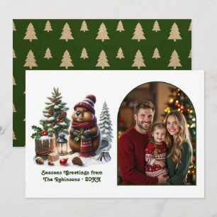 Woodland Beaver Cozy Forest Christmas Magic Photo Holiday Card