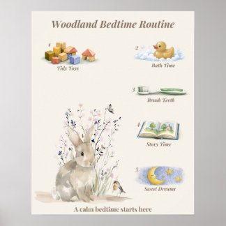 Woodland Bedtime Routine Poster