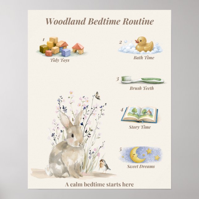 Woodland Bedtime Routine Poster (Front)