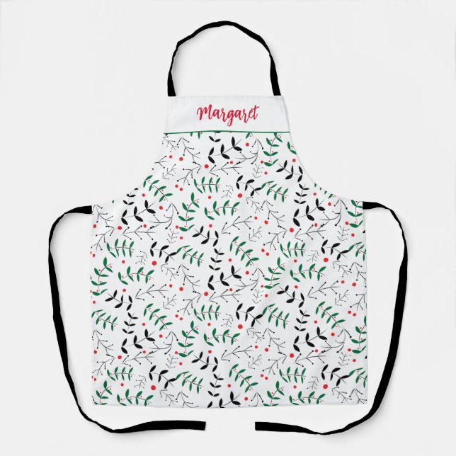 Woodland Berries Hand-Illustrated Personalized  Apron (Front)
