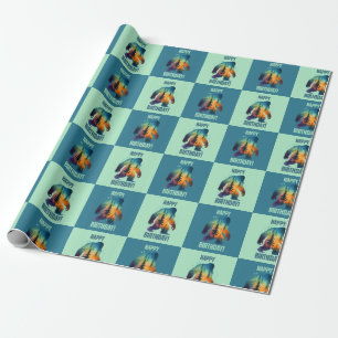 Woodland Bigfoot Happy Birthday Pattern Design Wrapping Paper