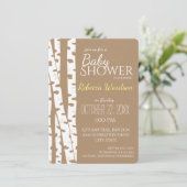 Woodland Birch Tree Rustic Baby Shower Invitation (Standing Front)