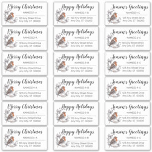 Woodland Bird Christmas Holiday Address Labels