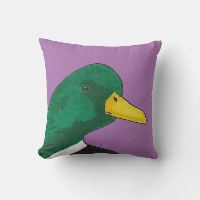 Woodland Bird Mallard Duck Throw Pillow (Front)